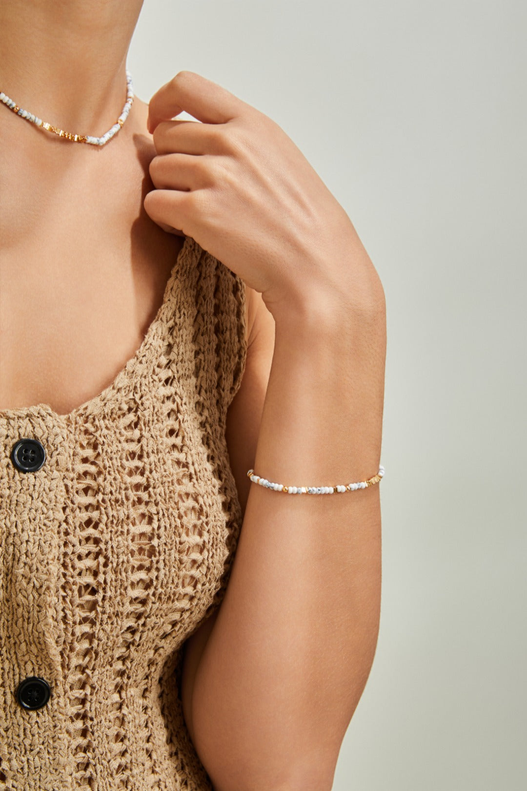 S925 Silver Howlite Bead Jewelry Set