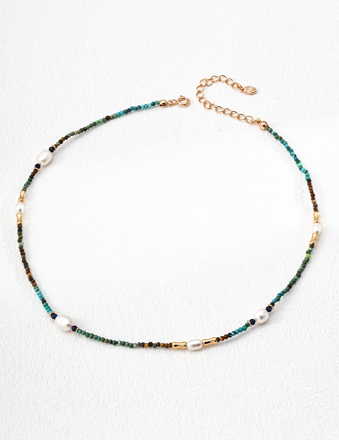 S925 Sterling Silver Vintage Natural Pearl, Lapis Lazuli & Turquoise Necklace & Bracelet Set