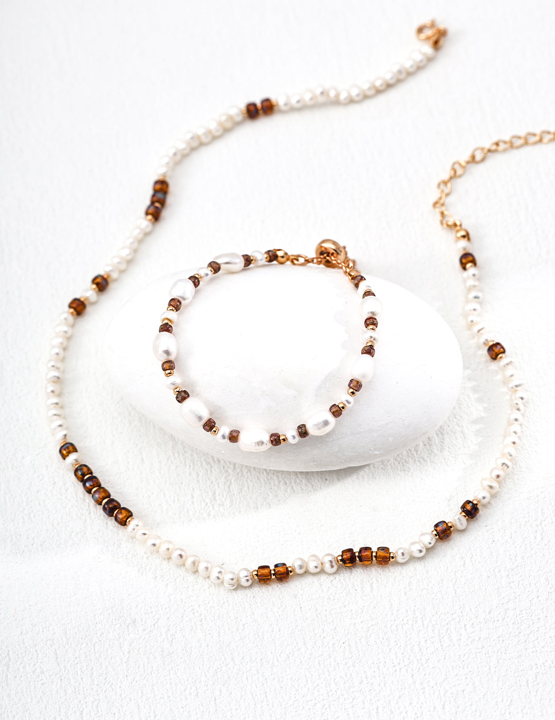 S925 Sterling Silver Fashion Natural Pearl & Glass Bead Bracelet