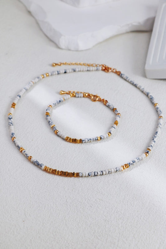 S925 Silver Howlite Bead Jewelry Set